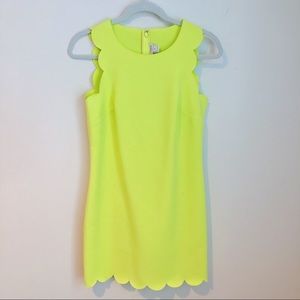 J. Crew Bright Yellow Scalloped Shift Dress